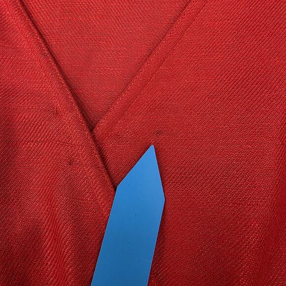 Izod Dress Womens 12 Red Sleeveless Floral Embroidered Linen Blend V Neck Summer - Picture 13 of 16